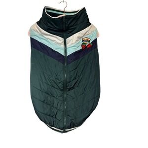 Fabdog Green Chevron Quilted Fleece Lined Dog Puffer Vest Sz 24 Strawberry Patch